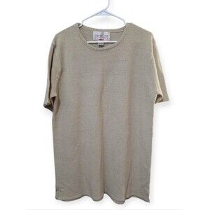 Carolina Colours Plus Beige Knit Sweater Size 18W Short Sleeve